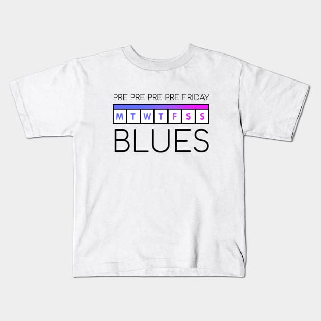 Monday Blues Black Kids T-Shirt by felixbunny